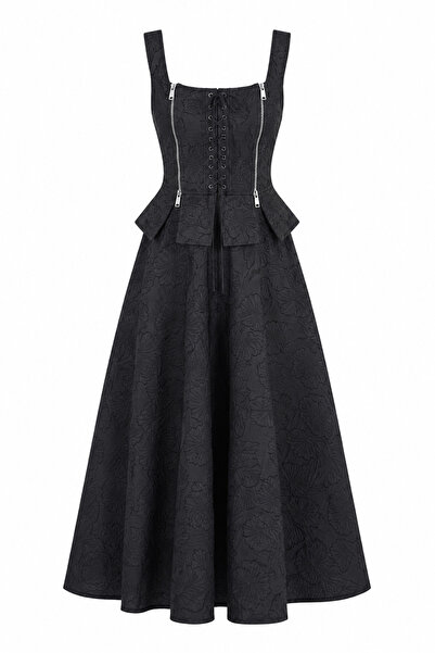 HAZELANNA Set negru texturat din două piese: corset și fustă