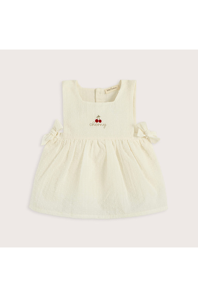 Chakra Cherry Boom Embroidered Dress Vanilla