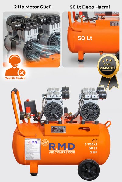 R.M.D Kompresör 50 Lt Hava Kompresörü Sessiz ve Yağsız S750X2