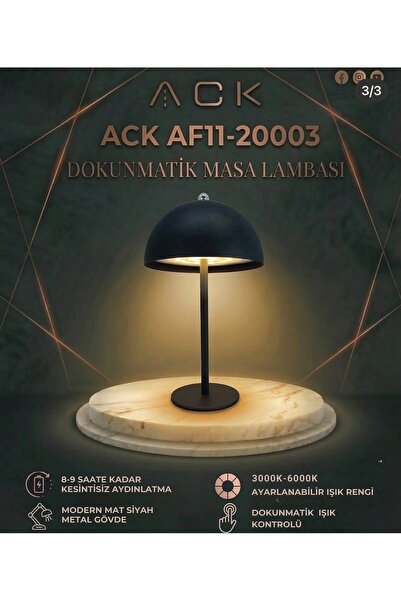 ACK Masa Lambası Mat Beyaz CCT 160mm 2000mAh AF11-20002