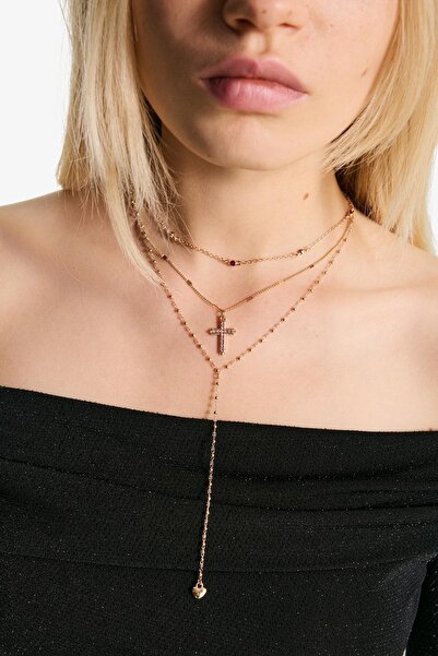 Bershka 3’lü lariat uçlu kolye seti
