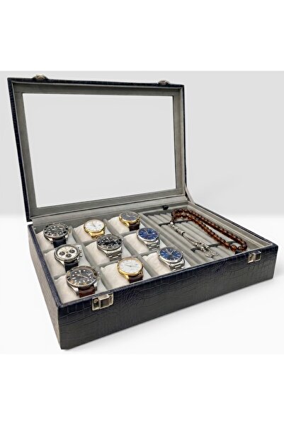 STAND MARKET Watch and Prayer Beads Box with 9+ Prayer Bead Compartments, Cro...