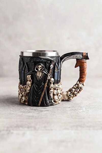 Wolawood Kharon Grim Reaper Azrail Motifli Paslanmaz Çelik Kupa Bardak & Goti...