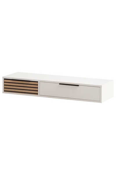 OEM Comodă suspendată 104x16x32 cm – MDF, 2 sertare, Mânere metalice negre, A...