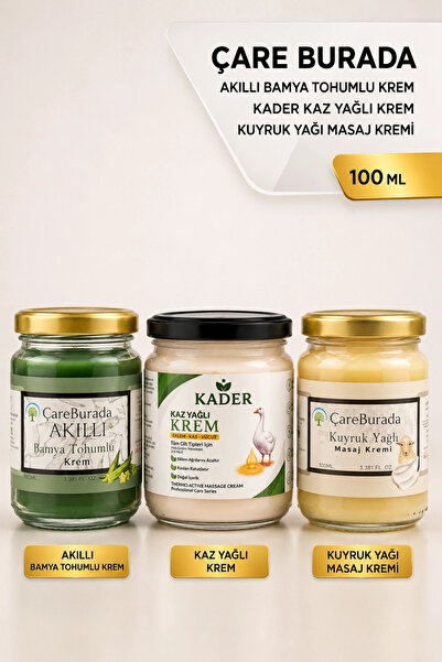 kader ÇareBurada Kuyruk Yağlı Krem 100 ml +ÇareBurada Akıllı Bamya Tohumlu Kr...