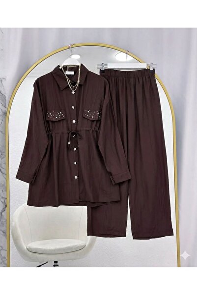 modasindoma Double Suit with Stone-Capped Jacket and Jacquard Trousers, Blue