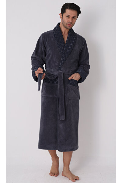 Nuşa Men's Shawl Collar Quilted Bamboo Cotton Soft Absorbent Luxury Bathrobe