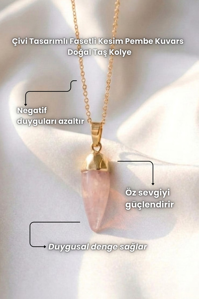 Elifsu Jewelry Çivi Tasarımlı Fasetli Kesim Doğal Taş Kolye
