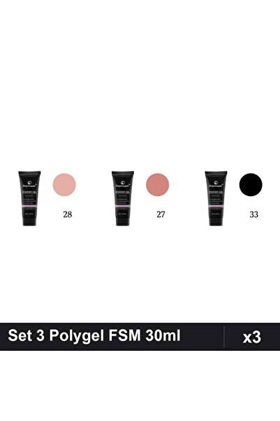 FSM Set 3 Polygel 30ml - Nr.28, Nr.27, Nr.33 - Constructie Unghii