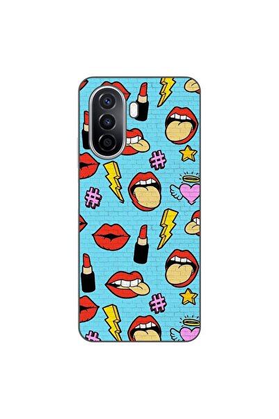 OEM Husa compatibila cu Huawei Nova Y70 Silicon Gel Tpu Model Pop Art Lips