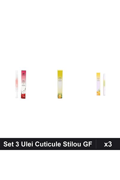 global fashion Set 3 Ulei Cuticule Tip Stilou - Cireșe, Ananas, Lemon