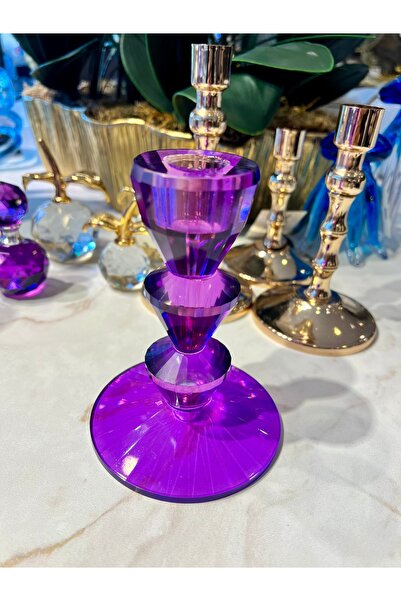 KARCILAR HOME STORE tek mor cam 14 cm mumluk obje