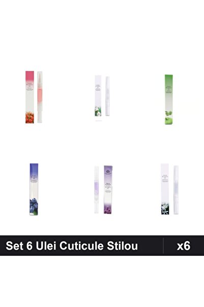 NAİLS Set 6 Ulei Cuticule Tip Stilou - Cherry, Lily, Măr Verde, Blueberries, ...