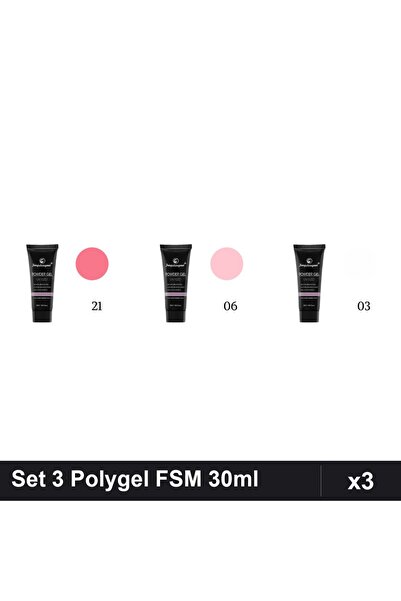 FSM Set 3 Polygel 30ml - Nr.21, Nr.06, Nr.03 - Constructie Unghii