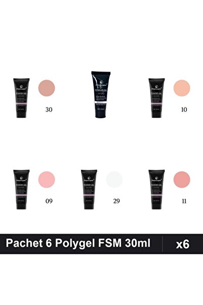 FSM Set 6 Polygel 30ml - Nr.30, Nr.17, Nr.10, Nr.09, Nr.29, Nr.11