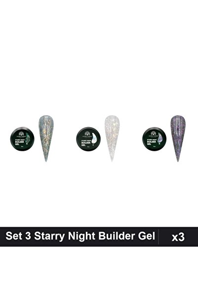 global fashion Set 3 Starry Night Builder Gel 15g - Nr.01, Nr.06, Nr.08