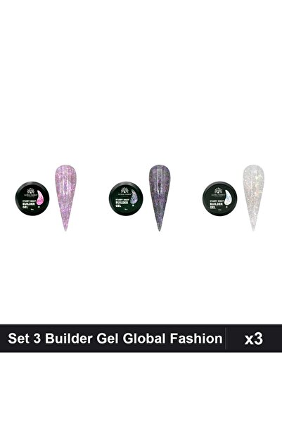 global fashion Set 3 Starry Night Builder Gel 15g - Nr.01, Nr.02, Nr.06