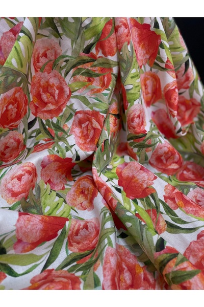 LUSSAMODA Patterned Draped Organic Cotton Linen Fabric Special Design for Dre...