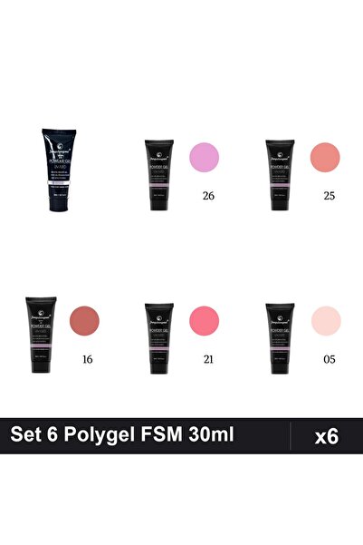 FSM Set 6 Polygel 30ml - Nr.05, Nr.16, Nr.21, Nr.23, Nr.25, Nr.26