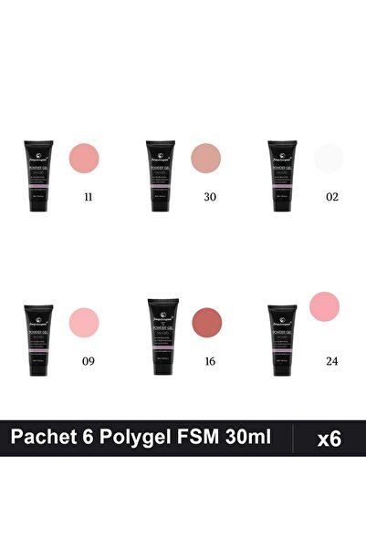 FSM Set 6 Polygel 30ml - Nr.02, Nr.09, Nr.11, Nr.16, Nr.24, Nr.30