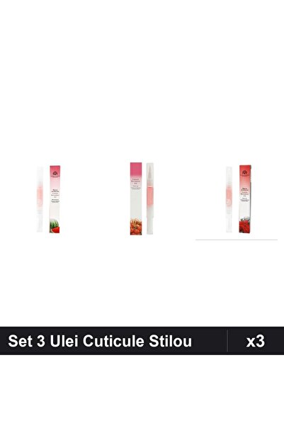 global fashion Set 3 Ulei Cuticule Tip Stilou - Pepene Verde, Cherry, Trandafir