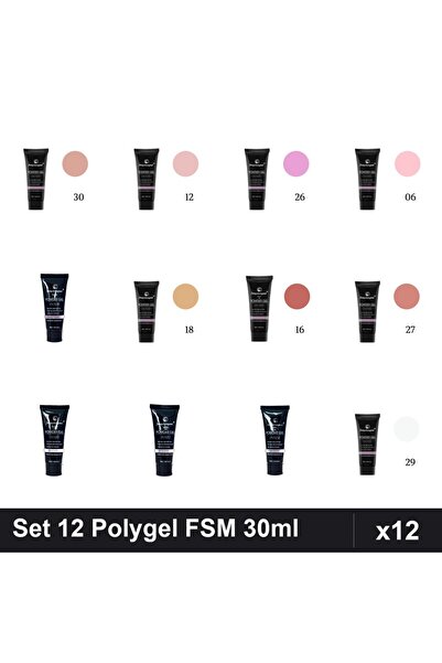 FSM Set 12 Polygel 30ml - Nr.06, Nr.12, Nr.14, Nr.15, Nr.16, Nr.18, Nr.23, Nr...