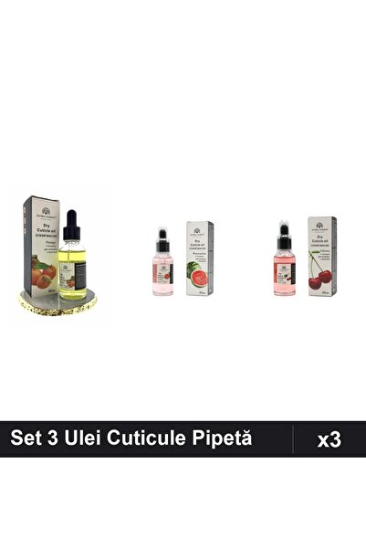 global fashion Set 3 Ulei Cuticule Pipetă 30ml - Mandarine, Pepene Verde, Cireșe