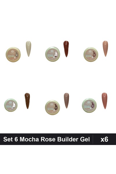 global fashion Set 6 Mocha Rose Builder Gel 15g - Nr.02 Nr.03 Nr.04 Nr.07 Nr....