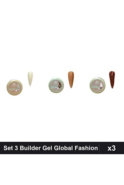 global fashion Set 3 Mocha Rose Builder Gel 15g - Nr.01 Nr.05 Nr.09