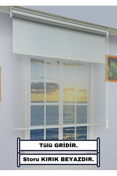 ESDEH Çift Mekanizmalı TÜL+STOR Güneşlik Perde – Çiftli Sistem - 2 Perde TEK ...