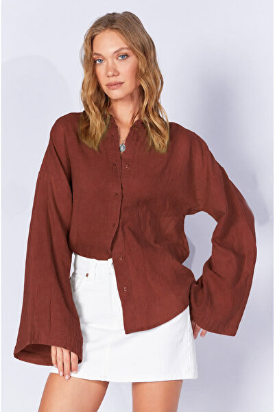 Manche A. Coffee Sleeves Casual Washed Muslin Oversize Comfortable Fit Women'...