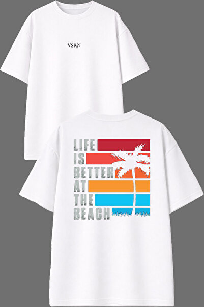 VSRN Μπλουζάκι Better Is Life Design με στάμπα μπροστά και πίσω, λευκό, overs...