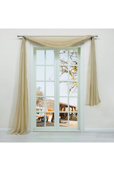 Other Decorative Net Curtain Valance Solid Colour Sand Width 140 cm Length 40...