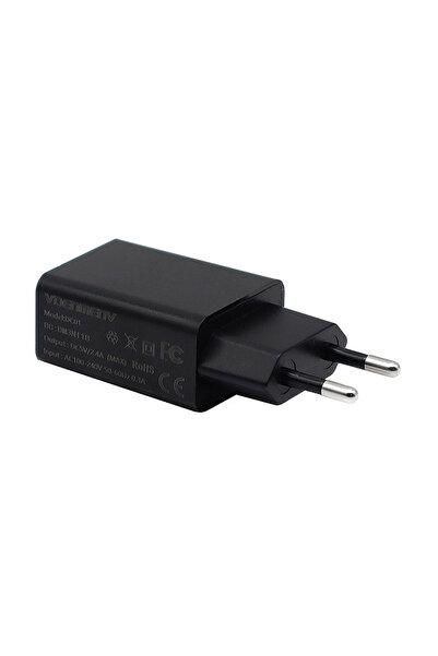 Denmen Încărcător de rețea USB + cablu USB - Tip-C 2.4A 12W Negru DC01TB