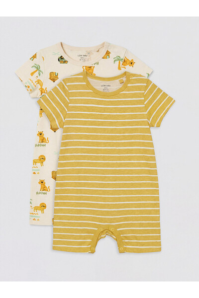 LC Waikiki Rmz Gi̇yi̇m Farkiyla Zero Roba Collar Printed Baby Boy Jumpsuit 2-...