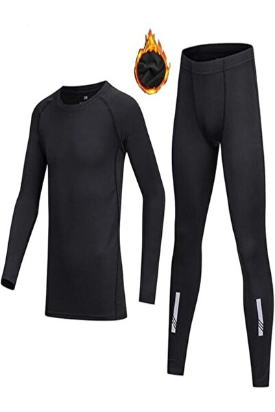 BUYKUD Set lenjerie termică de compresie pentru băieți, din fleece, călduroas...