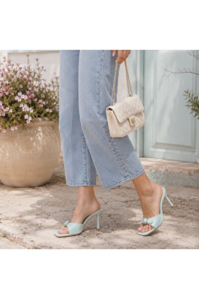 Tress Fashion Blue heeled Slipper - Debbie model