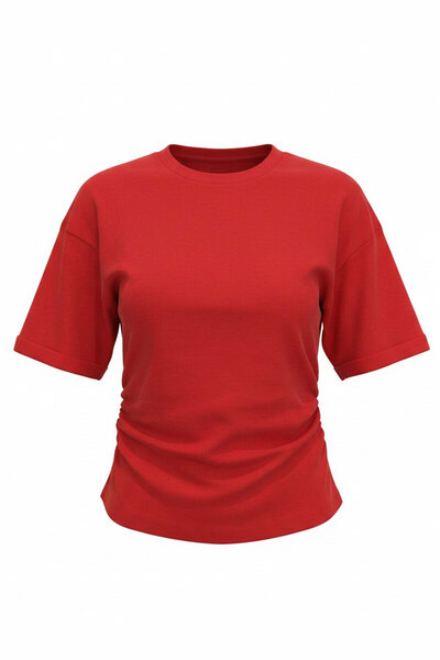 MAGARDE Bat Sleeve Gathered Blouse - Red
