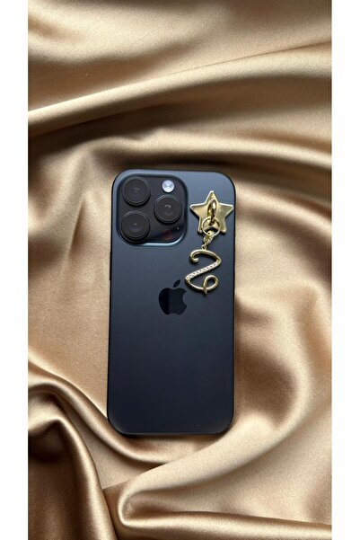 MonCheriAccessoire Gold Renk Kişiye Özel Harfli Telefon Charmı
