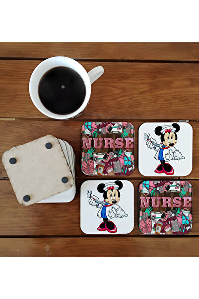 Ghostbastır Nurse Minnie Decorative Wooden Coaster Set 020