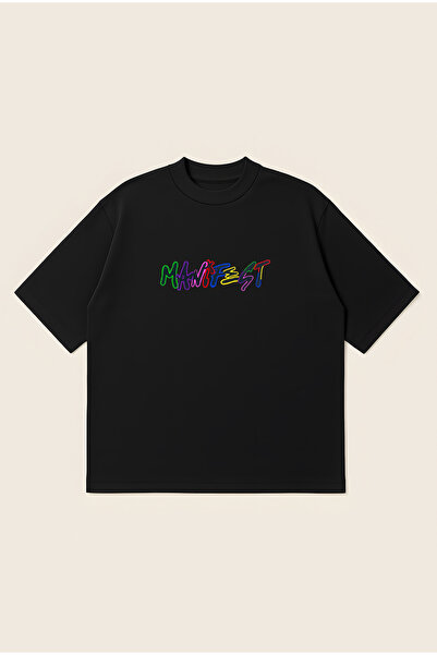Moon Dancer Μπλουζάκι με λογότυπο Neon Manifest, Oversize Boxy Cut, Unisex, 1...