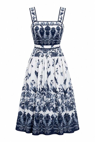 HAZELANNA Blue Dress with Back Ties