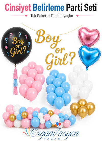 Organizasyon Pazarı Gender Reveal Party Concept Full Set Pink Blue Balloon He...