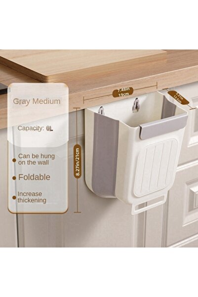Choice3 M-grayish-white Space Saving Foldable Trash Cans Wall Mounted Suspend...