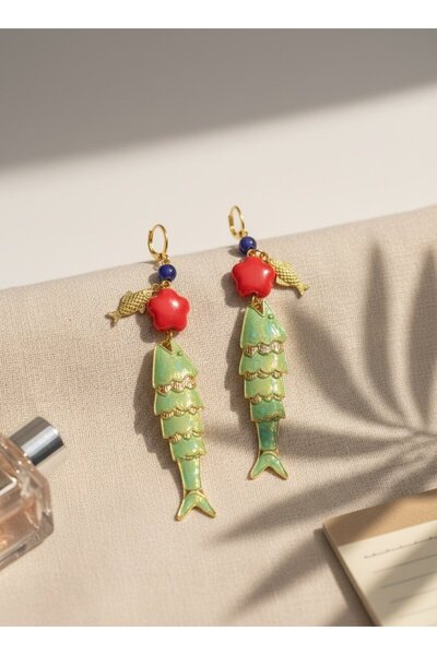 SR Jewelry Box Balık Figürlü Küpe – Renkli & Etnik Tasarım Sallantılı Küpe 🐟✨