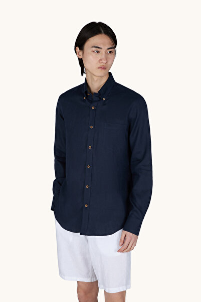 PAUL&SHARK MEN'S WOVEN LINEN SHIRT