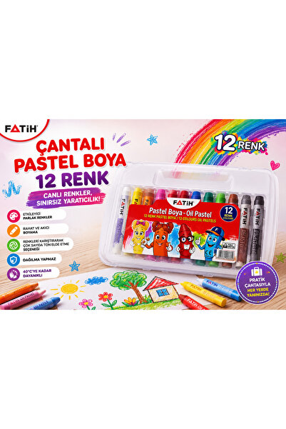 Fatih 12 Renk Pratik Çantalı Pastel Boya Seti Dağılma Yapmaz Canlı Renkler