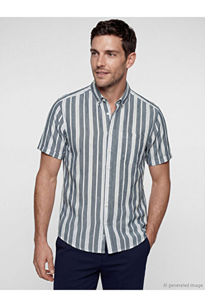 LC Waikiki Standard Fit Striped Men's Shirt from Uzg Store for Style Enthusiasts