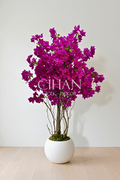 Cihan Çiçekçilik 30x30 Küre Saksılı Yapay Mor Begonvil Ağacı 170 cm