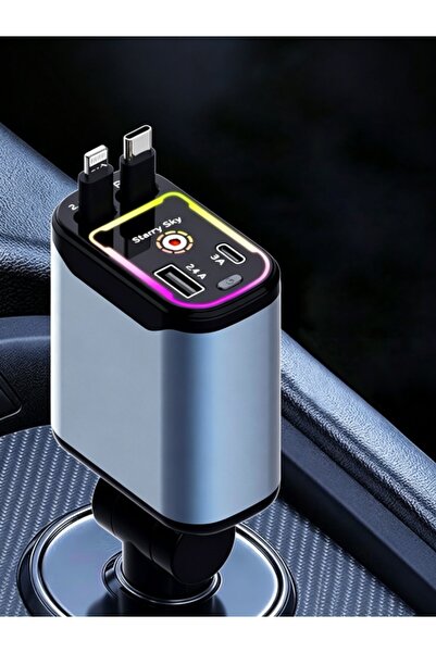Generic ✨120W 4-in-1 Retractable Car Charger,PD QC3.0 Fast Charging RGB Starl...
